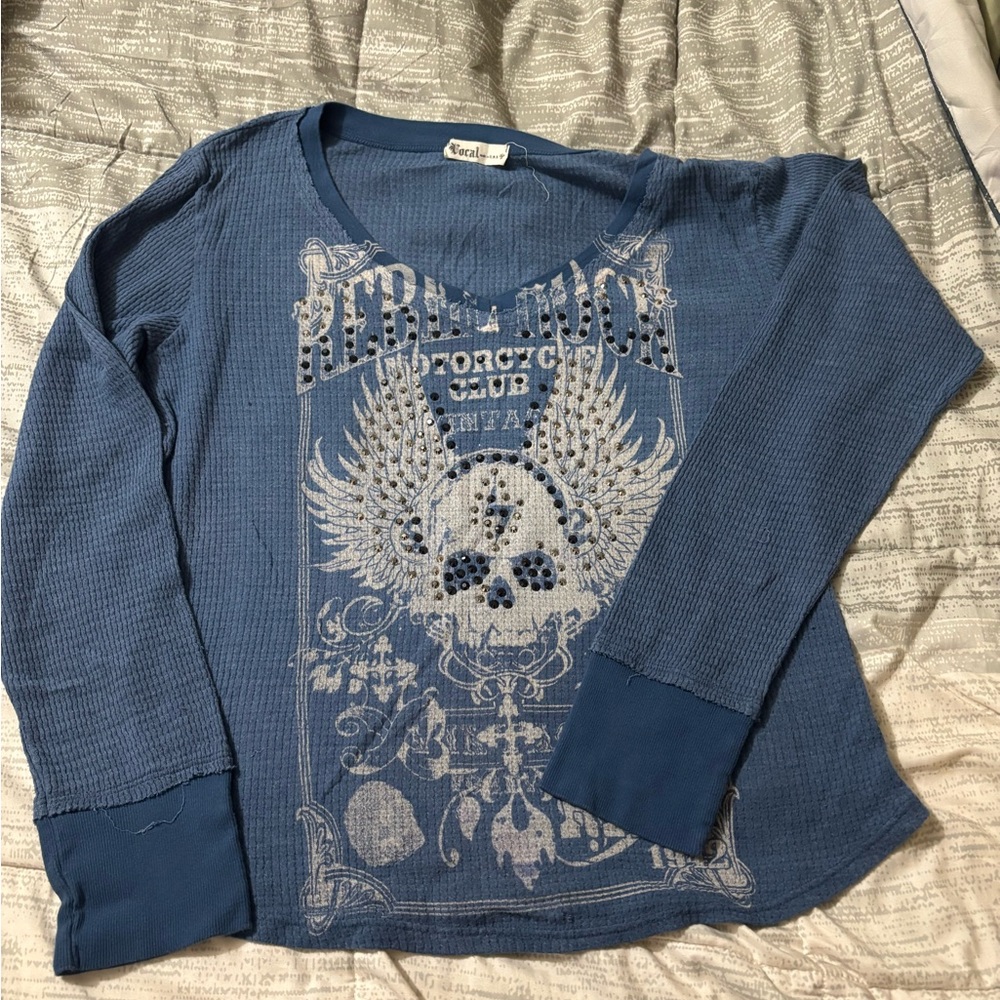 Vocal Deep Blue Textured Top